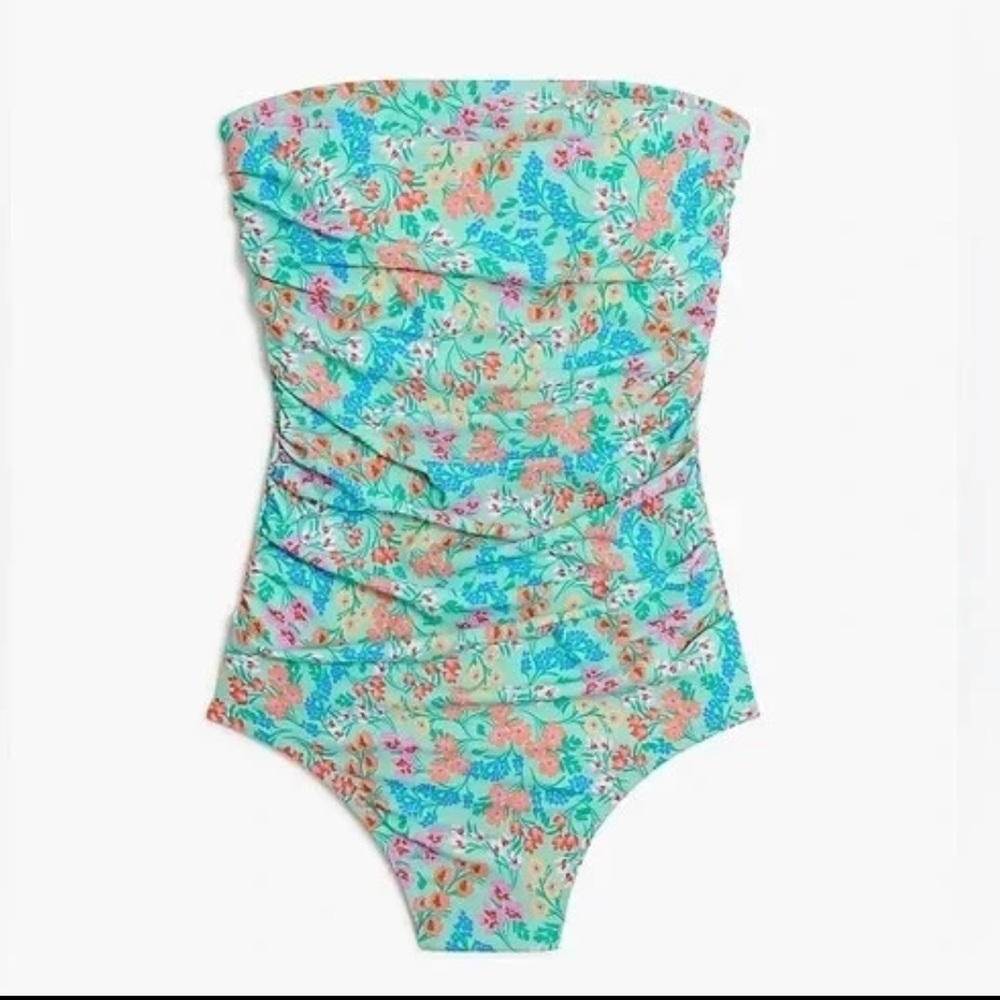 J. Crew Beach Classic Floral Bandeau One Piece Swimsuit